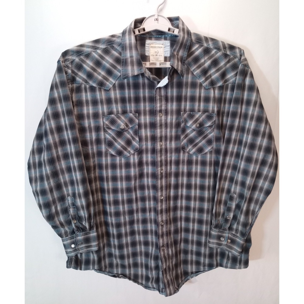 Rough Stock Panhandle Slim Men's Western Pearl Snap Button Down Shirt XXL, Plaid